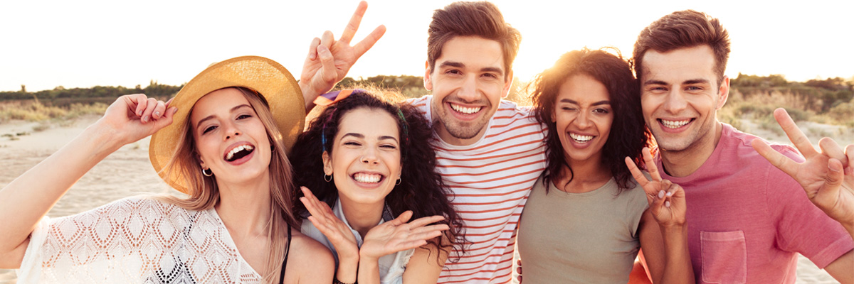 Beach adults smiling Brava hidden braces